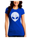 Extraterrestrial Face - Alien Distressed Juniors Crew Dark T-Shirt by TooLoud-T-Shirts Juniors Tops-TooLoud-Royal-Blue-Juniors Fitted Small-Davson Sales