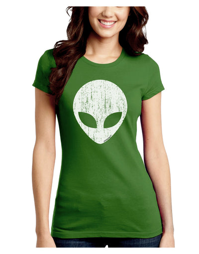 Extraterrestrial Face - Alien Distressed Juniors Crew Dark T-Shirt by TooLoud-T-Shirts Juniors Tops-TooLoud-Kiwi-Green-Juniors Fitted X-Small-Davson Sales