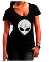 Extraterrestrial Face - Alien Distressed Juniors V-Neck Dark T-Shirt by TooLoud-Womens V-Neck T-Shirts-TooLoud-Black-Juniors Fitted Small-Davson Sales