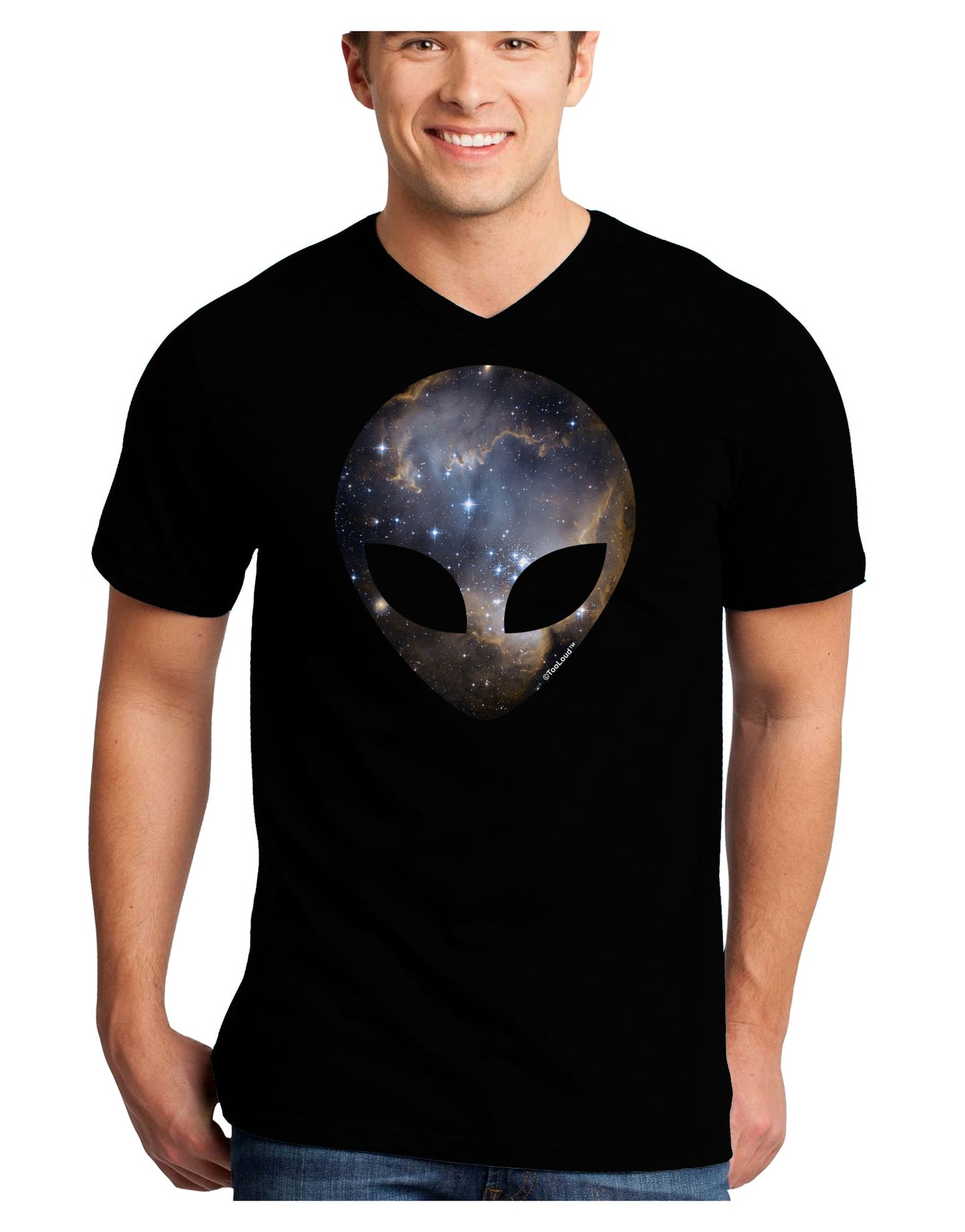 Extraterrestrial Face - Space #1 Adult Dark V-Neck T-Shirt by TooLoud-Mens V-Neck T-Shirt-TooLoud-Black-Small-Davson Sales