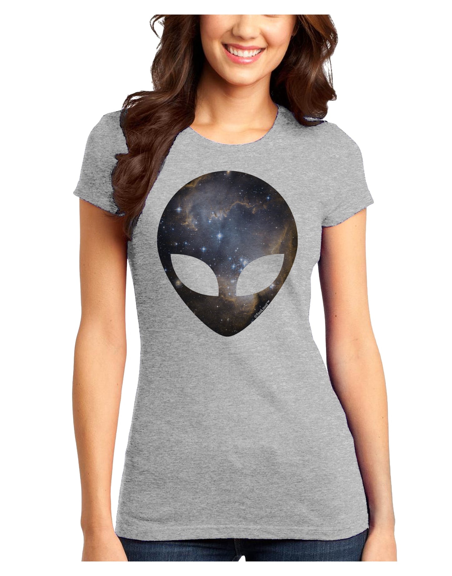 Extraterrestrial Face - Space #1 Juniors T-Shirt by TooLoud-Womens Juniors T-Shirt-TooLoud-Ash-Gray-Juniors Fitted X-Small-Davson Sales