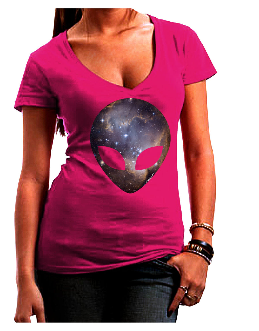 Extraterrestrial Face - Space #1 Juniors V-Neck Dark T-Shirt by TooLoud-Womens V-Neck T-Shirts-TooLoud-Black-Juniors Fitted Small-Davson Sales