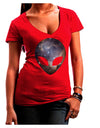 Extraterrestrial Face - Space #1 Juniors V-Neck Dark T-Shirt by TooLoud-Womens V-Neck T-Shirts-TooLoud-Red-Juniors Fitted Small-Davson Sales