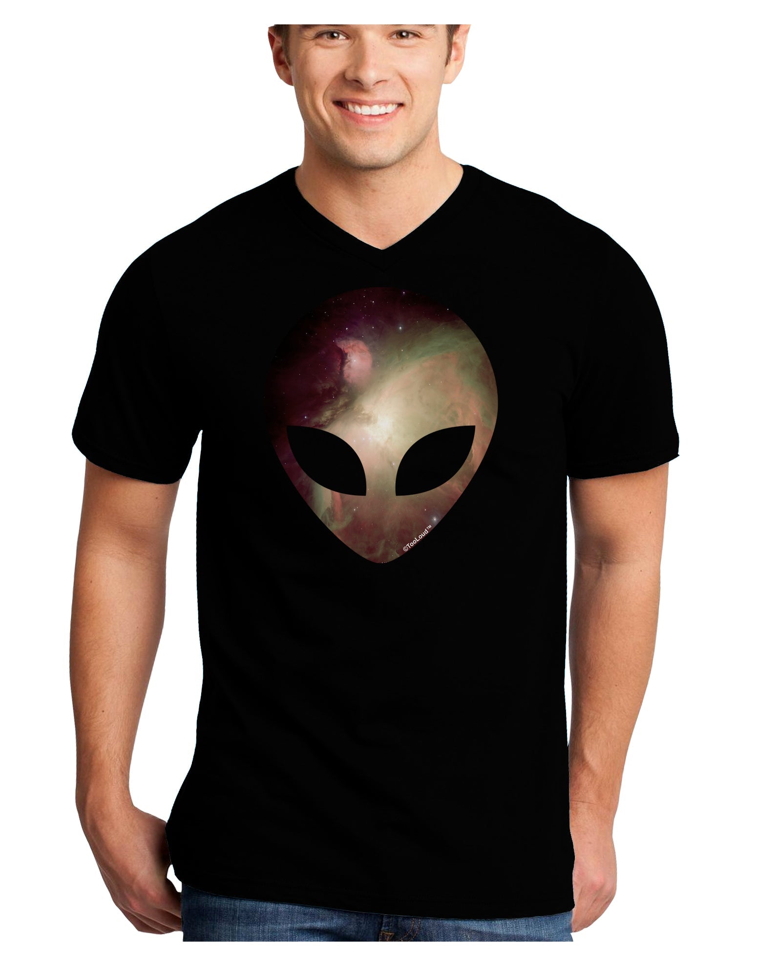 Extraterrestrial Face - Space #2 Adult Dark V-Neck T-Shirt by TooLoud-Mens V-Neck T-Shirt-TooLoud-Black-Small-Davson Sales