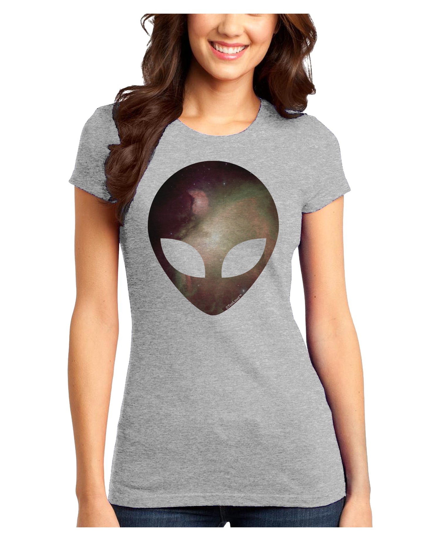 Extraterrestrial Face - Space #2 Juniors T-Shirt by TooLoud-Womens Juniors T-Shirt-TooLoud-Ash-Gray-Juniors Fitted X-Small-Davson Sales