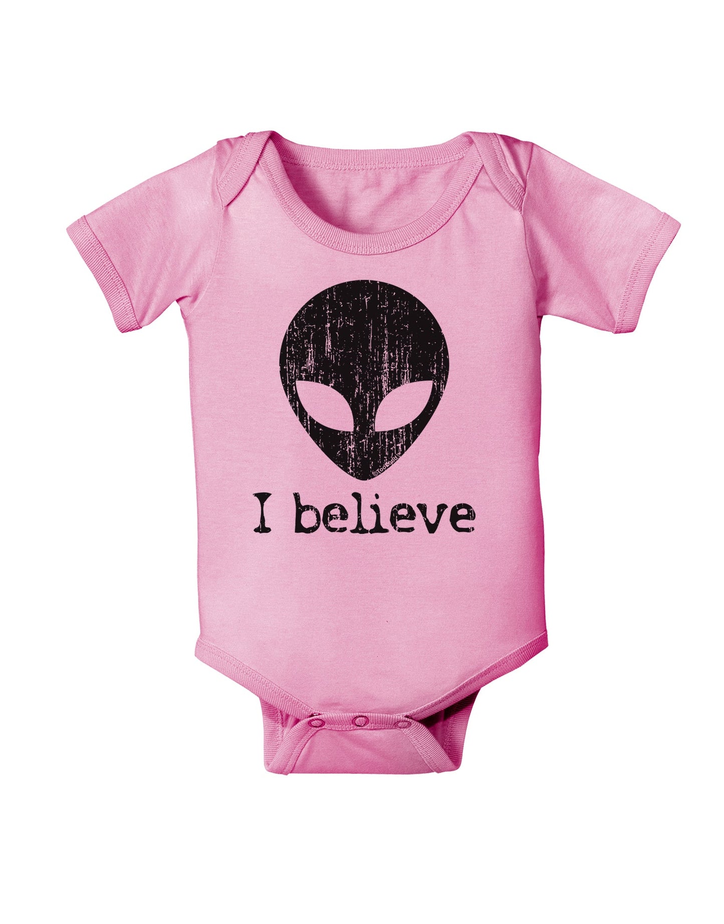 Extraterrestrial - I Believe Distressed Baby Romper Bodysuit by TooLoud-Baby Romper-TooLoud-Light-Pink-06-Months-Davson Sales