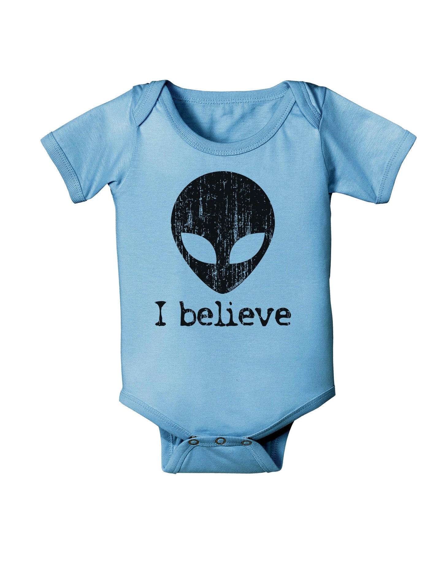 Extraterrestrial - I Believe Distressed Baby Romper Bodysuit by TooLoud-Baby Romper-TooLoud-Light-Blue-06-Months-Davson Sales