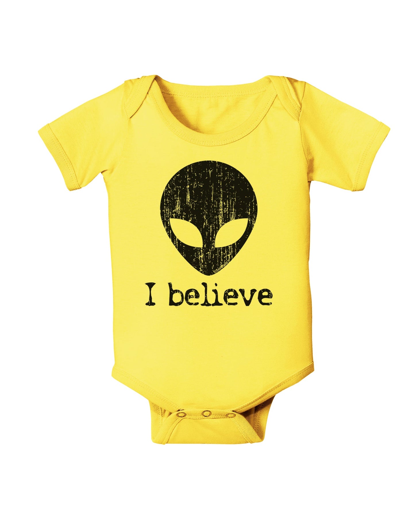Extraterrestrial - I Believe Distressed Baby Romper Bodysuit by TooLoud-Baby Romper-TooLoud-Yellow-06-Months-Davson Sales