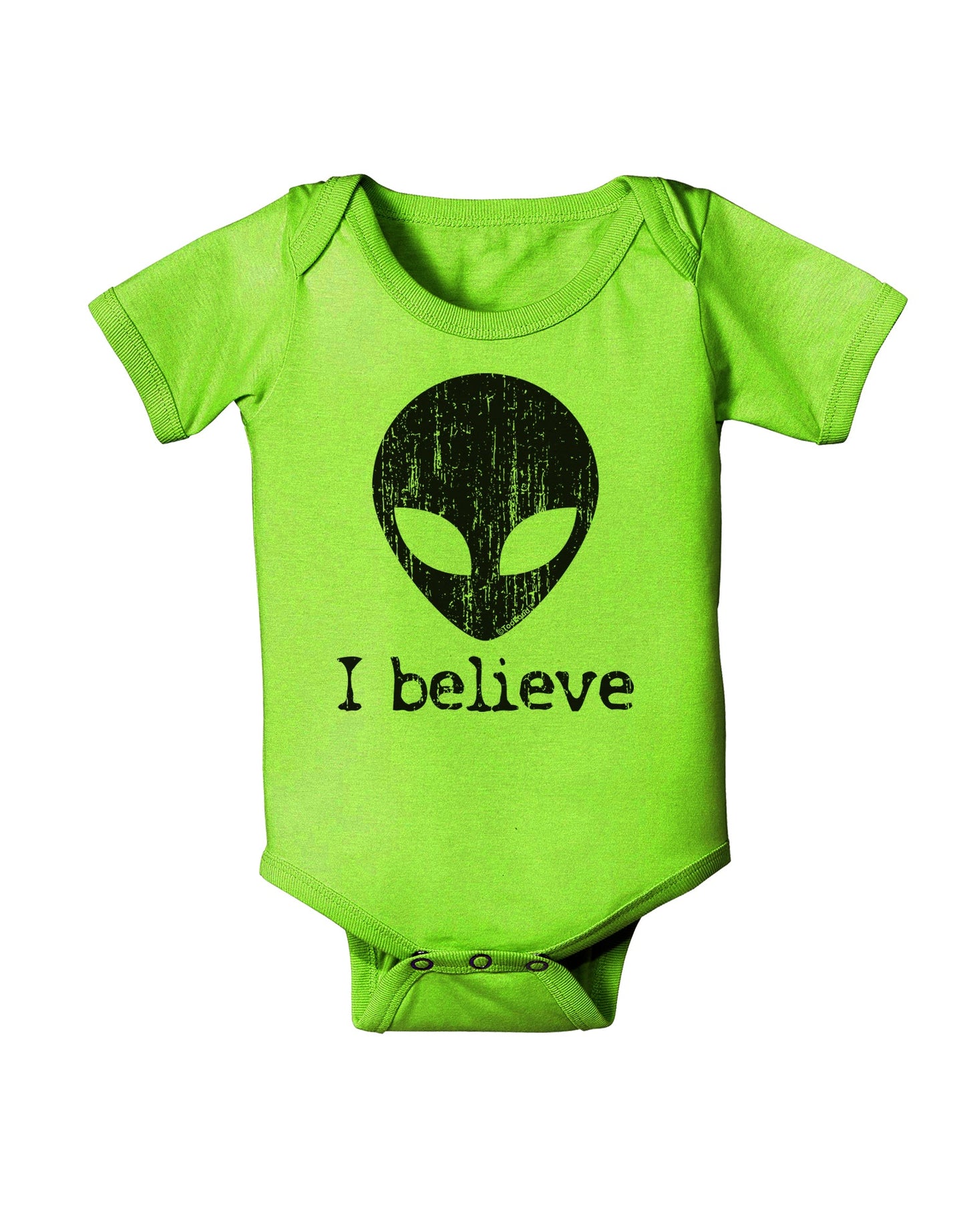 Extraterrestrial - I Believe Distressed Baby Romper Bodysuit by TooLoud-Baby Romper-TooLoud-Lime-Green-06-Months-Davson Sales