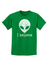 Extraterrestrial - I Believe Distressed Childrens Dark T-Shirt by TooLoud-Childrens T-Shirt-TooLoud-Kelly-Green-X-Small-Davson Sales