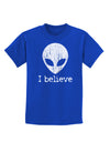 Extraterrestrial - I Believe Distressed Childrens Dark T-Shirt by TooLoud-Childrens T-Shirt-TooLoud-Royal-Blue-X-Small-Davson Sales