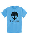 Extraterrestrial - I Believe Distressed Childrens T-Shirt by TooLoud-Childrens T-Shirt-TooLoud-Aquatic-Blue-X-Small-Davson Sales