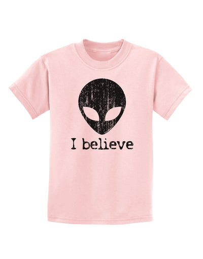 Extraterrestrial - I Believe Distressed Childrens T-Shirt by TooLoud-Childrens T-Shirt-TooLoud-PalePink-X-Small-Davson Sales