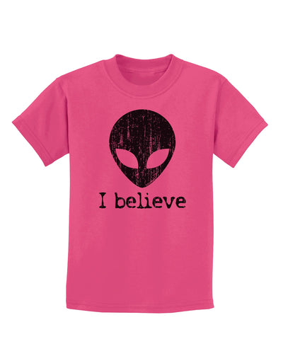 Extraterrestrial - I Believe Distressed Childrens T-Shirt by TooLoud-Childrens T-Shirt-TooLoud-Sangria-X-Small-Davson Sales