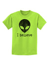 Extraterrestrial - I Believe Distressed Childrens T-Shirt by TooLoud-Childrens T-Shirt-TooLoud-Lime-Green-X-Small-Davson Sales