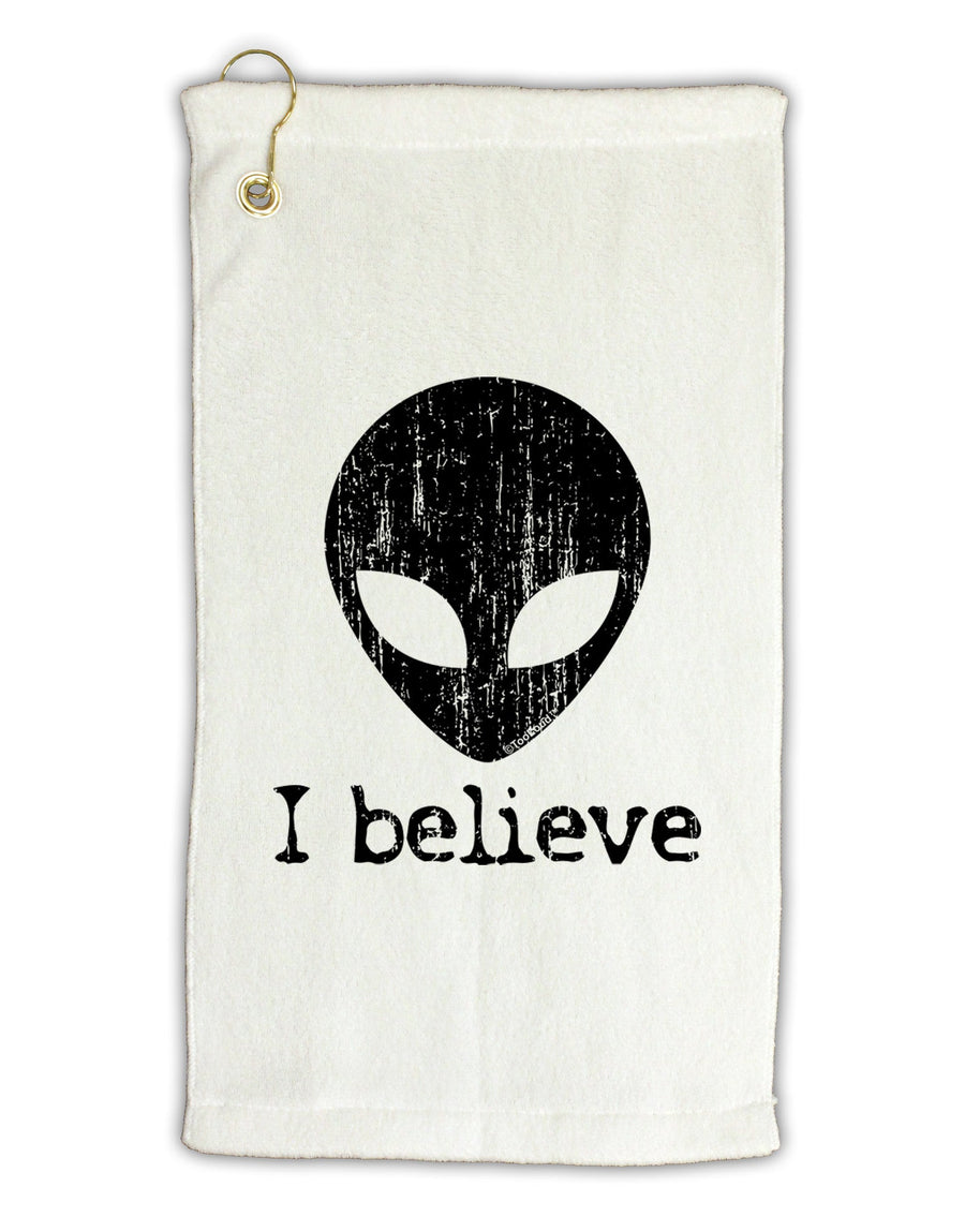 Extraterrestrial - I Believe Distressed Micro Terry Gromet Golf Towel 16 x 25 inch by TooLoud-Golf Towel-TooLoud-White-Davson Sales