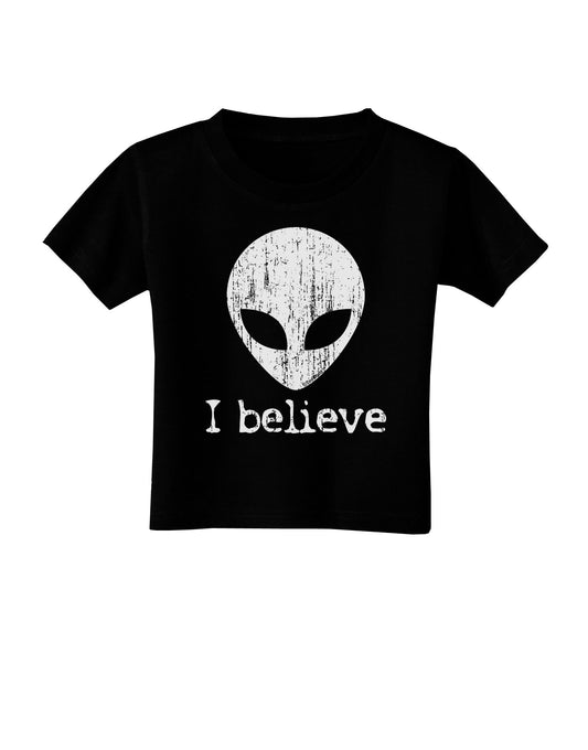 Extraterrestrial - I Believe Distressed Toddler T-Shirt Dark by TooLoud-Toddler T-Shirt-TooLoud-Black-2T-Davson Sales