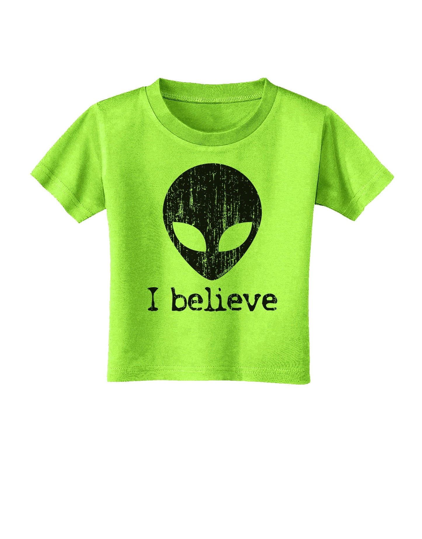 Extraterrestrial - I Believe Distressed Toddler T-Shirt by TooLoud-Toddler T-Shirt-TooLoud-Lime-Green-2T-Davson Sales