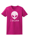 Extraterrestrial - I Believe Distressed Womens Dark T-Shirt by TooLoud-Womens T-Shirt-TooLoud-Hot-Pink-Small-Davson Sales