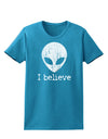 Extraterrestrial - I Believe Distressed Womens Dark T-Shirt by TooLoud-Womens T-Shirt-TooLoud-Turquoise-X-Small-Davson Sales