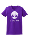 Extraterrestrial - I Believe Distressed Womens Dark T-Shirt by TooLoud-Womens T-Shirt-TooLoud-Purple-X-Small-Davson Sales