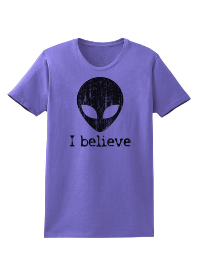 Extraterrestrial - I Believe Distressed Womens T-Shirt by TooLoud-Womens T-Shirt-TooLoud-Violet-X-Small-Davson Sales