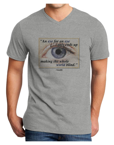 Eye For An Eye Gandhi Adult V-Neck T-shirt by TooLoud-Mens V-Neck T-Shirt-TooLoud-HeatherGray-Small-Davson Sales