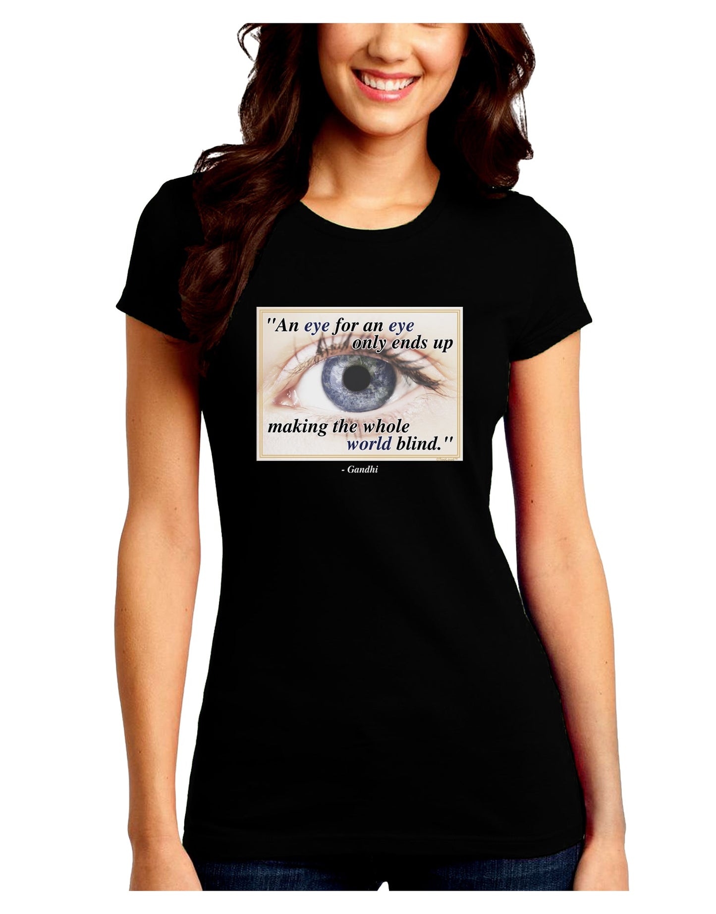 Eye For An Eye Gandhi Juniors Petite Crew Dark T-Shirt by TooLoud-T-Shirts Juniors Tops-TooLoud-Black-Juniors Fitted Small-Davson Sales