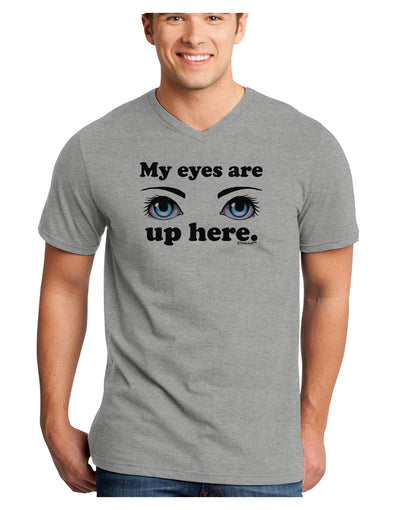 Eye Up Here Adult V-Neck T-shirt-Mens V-Neck T-Shirt-TooLoud-HeatherGray-Small-Davson Sales