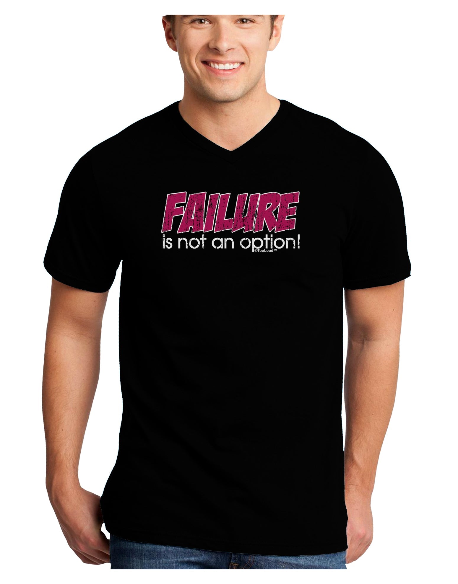 Failure Is Not An Option Distressed Adult Dark V-Neck T-Shirt by TooLoud-Mens V-Neck T-Shirt-TooLoud-Black-Small-Davson Sales