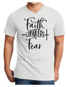 Faith Conquers Fear Adult V-Neck T-shirt White 4XL Tooloud