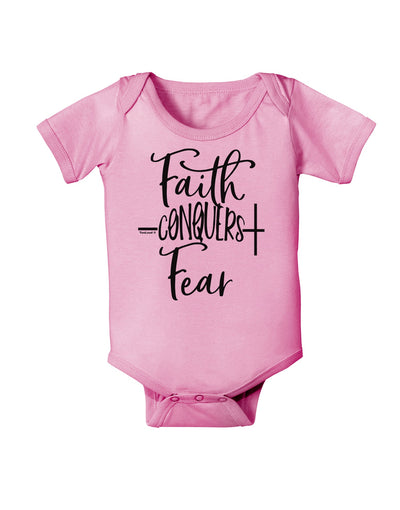 Faith Conquers Fear Baby Romper Bodysuit-Baby Romper-TooLoud-Pink-06-Months-Davson Sales