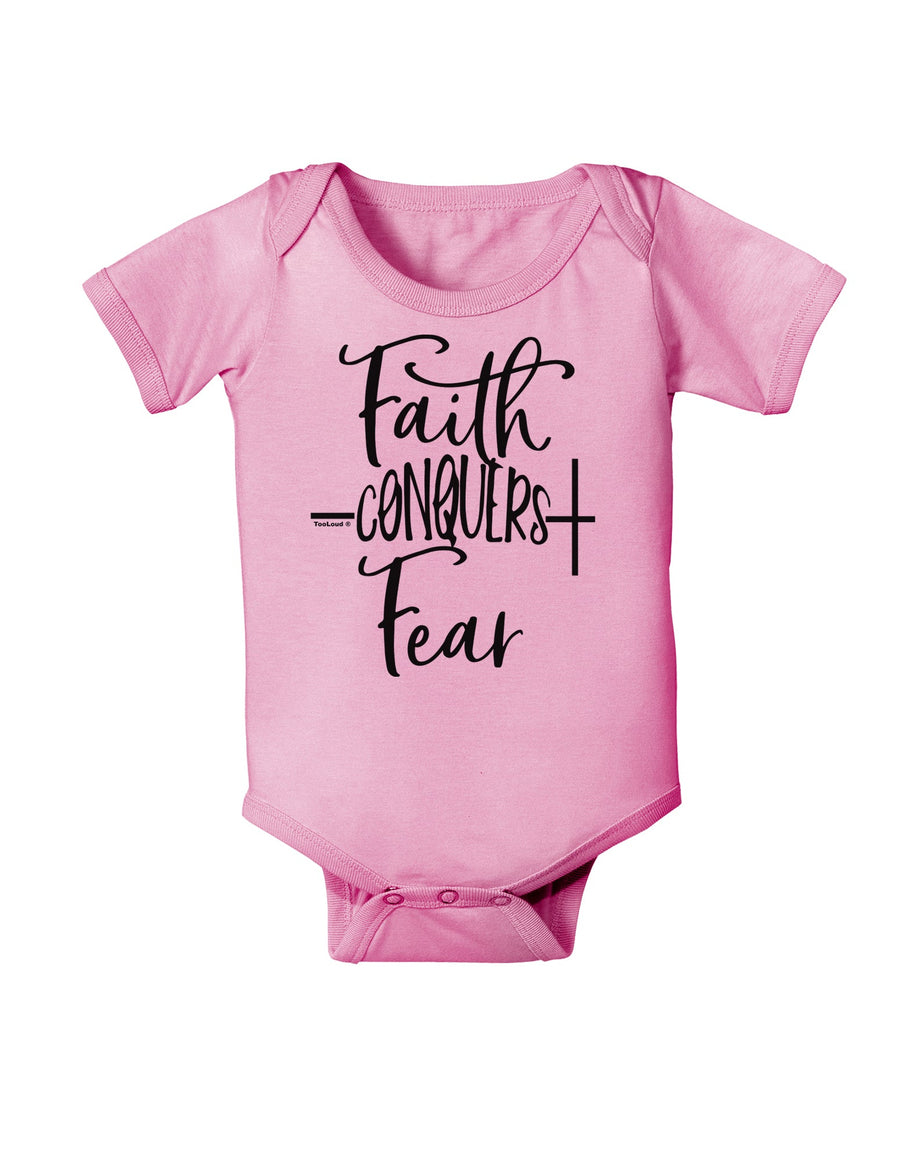 Faith Conquers Fear Baby Romper Bodysuit-Baby Romper-TooLoud-White-06-Months-Davson Sales