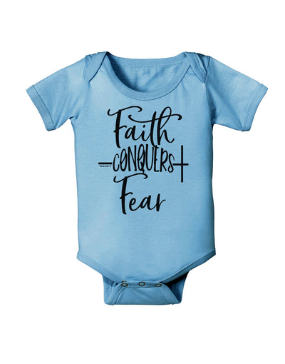 Faith Conquers Fear Baby Romper Bodysuit-Baby Romper-TooLoud-LightBlue-06-Months-Davson Sales