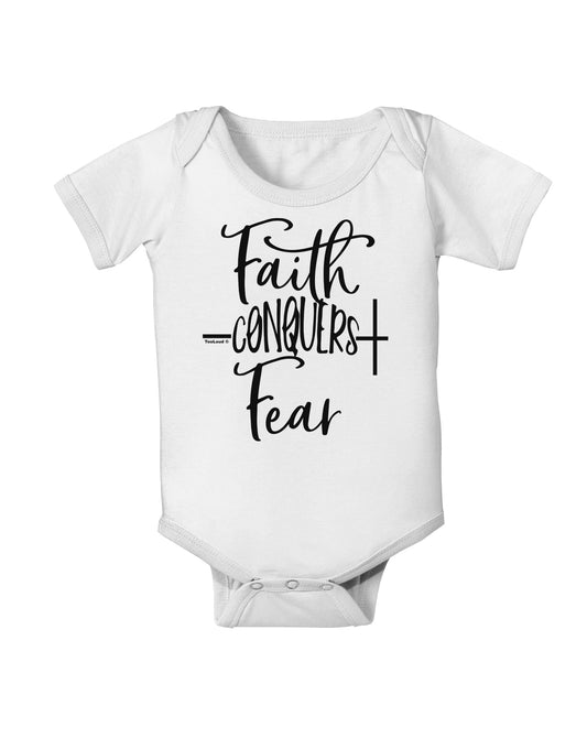 Faith Conquers Fear Baby Romper Bodysuit-Baby Romper-TooLoud-White-06-Months-Davson Sales