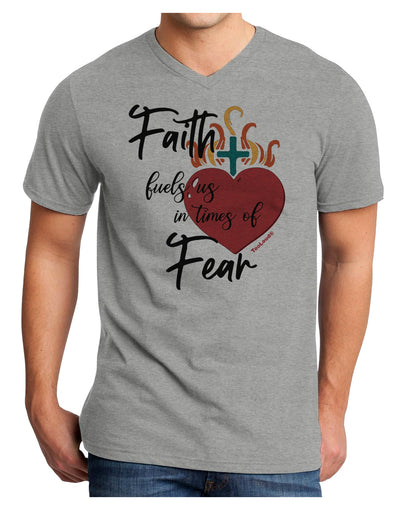 Faith Fuels us in Times of Fear Adult V-Neck T-shirt-Mens T-Shirt-TooLoud-HeatherGray-Small-Davson Sales