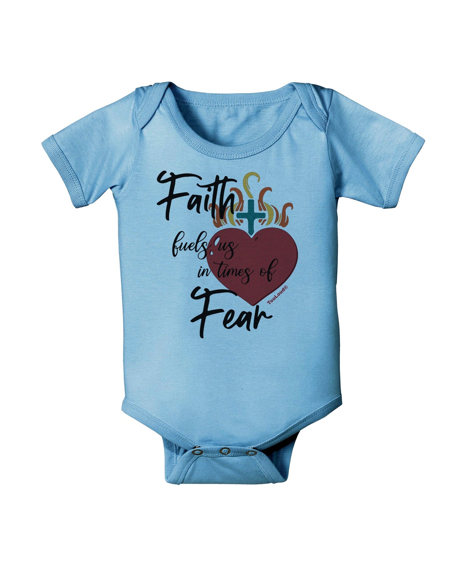Faith Fuels us in Times of Fear Baby Romper Bodysuit-Baby Romper-TooLoud-LightBlue-06-Months-Davson Sales