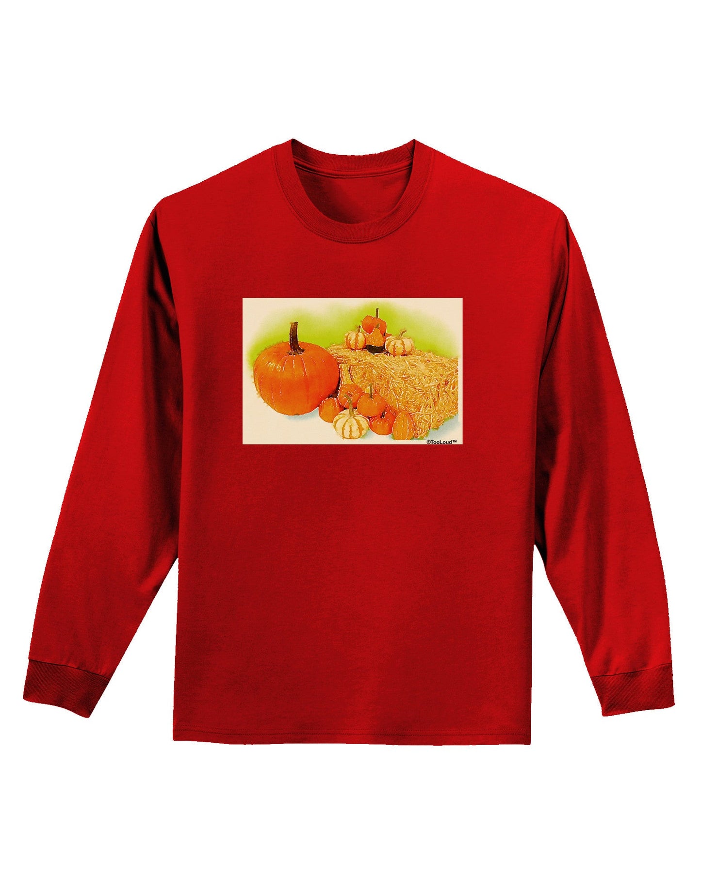 Fall Pumpkin Scene Adult Long Sleeve Dark T-Shirt-TooLoud-Red-Small-Davson Sales