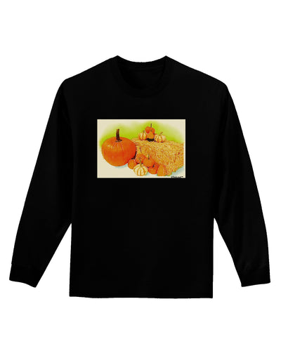 Fall Pumpkin Scene Adult Long Sleeve Dark T-Shirt-TooLoud-Black-Small-Davson Sales