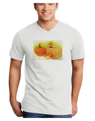 Fall Pumpkin Scene Adult V-Neck T-shirt-Mens V-Neck T-Shirt-TooLoud-White-Small-Davson Sales