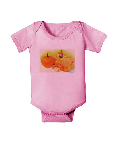 Fall Pumpkin Scene Baby Romper Bodysuit-Baby Romper-TooLoud-Pink-06-Months-Davson Sales