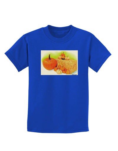 Fall Pumpkin Scene Childrens Dark T-Shirt-Childrens T-Shirt-TooLoud-Royal-Blue-X-Small-Davson Sales