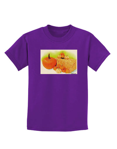 Fall Pumpkin Scene Childrens Dark T-Shirt-Childrens T-Shirt-TooLoud-Purple-X-Small-Davson Sales