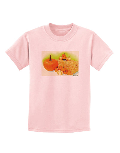 Fall Pumpkin Scene Childrens T-Shirt-Childrens T-Shirt-TooLoud-PalePink-X-Small-Davson Sales