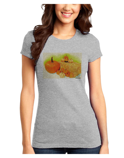 Fall Pumpkin Scene Juniors T-Shirt-Womens Juniors T-Shirt-TooLoud-Ash-Gray-Juniors Fitted X-Small-Davson Sales