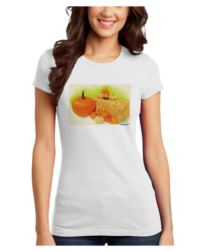 Fall Pumpkin Scene Juniors T-Shirt-Womens Juniors T-Shirt-TooLoud-White-Juniors Fitted X-Small-Davson Sales