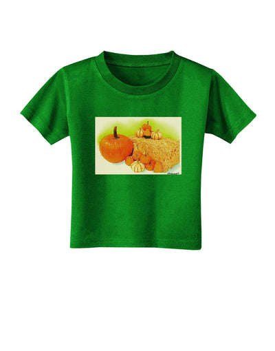 Fall Pumpkin Scene Toddler T-Shirt Dark-Toddler T-Shirt-TooLoud-Clover-Green-2T-Davson Sales