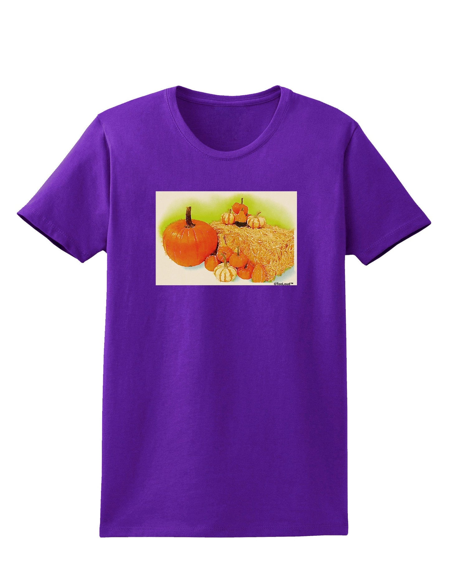 Fall Pumpkin Scene Womens Dark T-Shirt-TooLoud-Purple-X-Small-Davson Sales