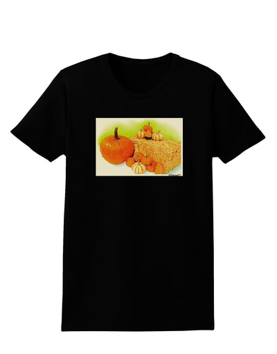 Fall Pumpkin Scene Womens Dark T-Shirt-TooLoud-Black-X-Small-Davson Sales