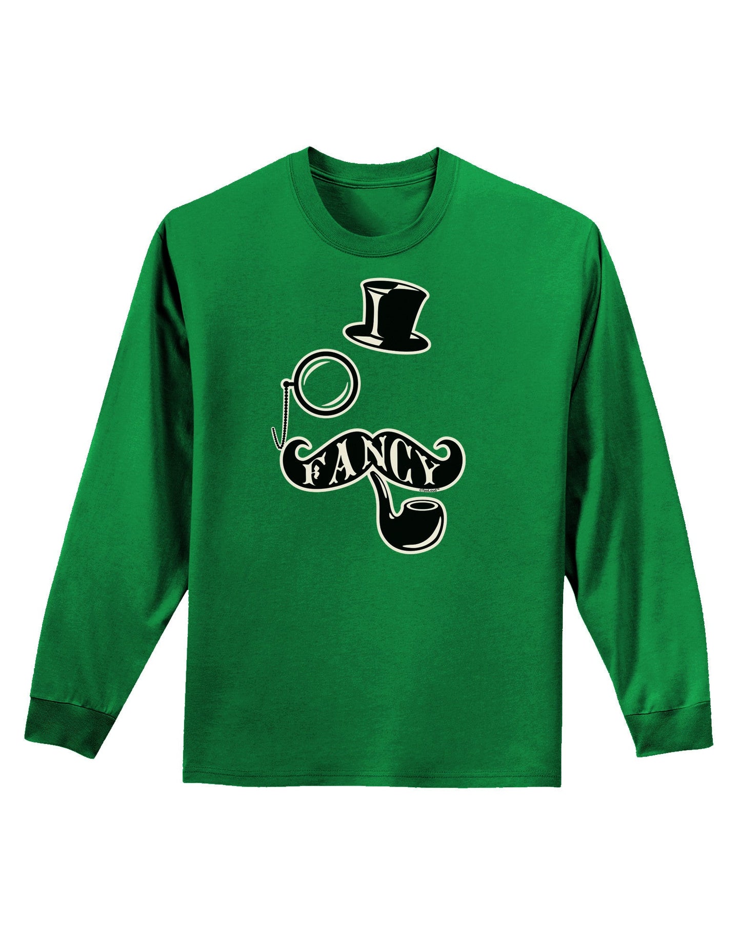 Fancy Tophat Mustache Pipe and Monocle Adult Long Sleeve Dark T-Shirt-TooLoud-Kelly-Green-Small-Davson Sales